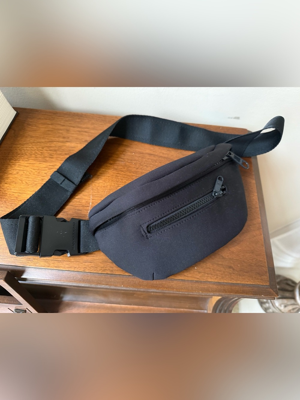 Dagne Dover Black Neoprene Waist Fanny Pack